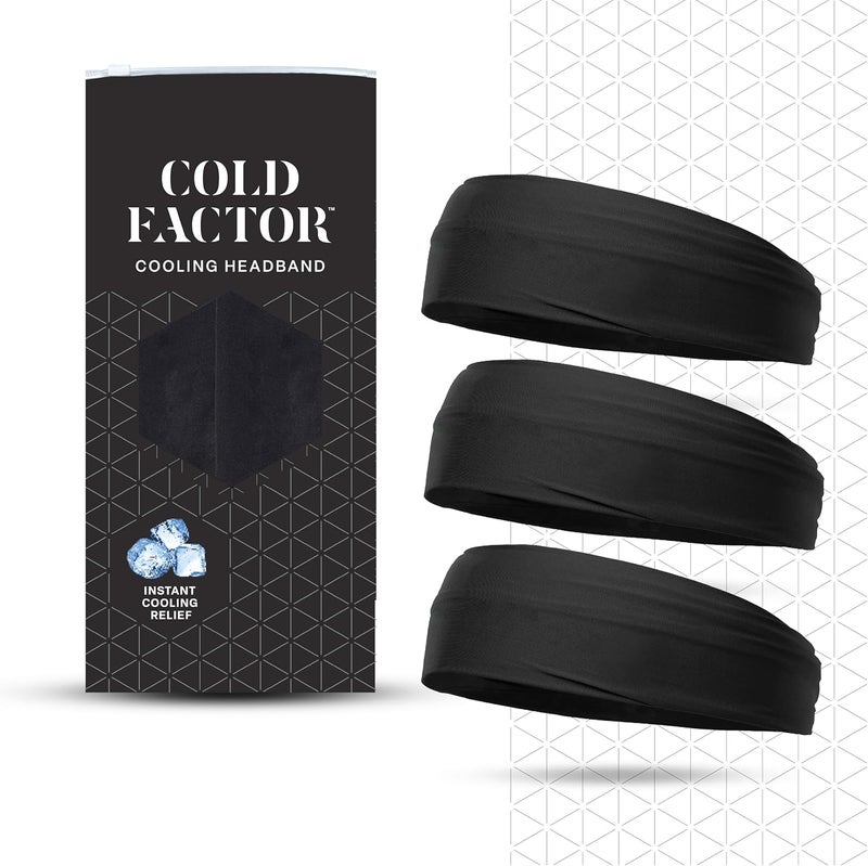 COLD FACTOR Cooling Headband for Women and Men – UPF 50+ Advanced Evaporative Comfort, Instant Cooling Sweatband for Outdoor Sports, Fitness, Yoga, Hiking, Running, and Workout – 3 Pack - Image 1